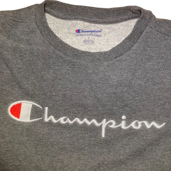 Dark Gray Youth Champion Crewneck Sweatshirt L - Picture 2 of 5